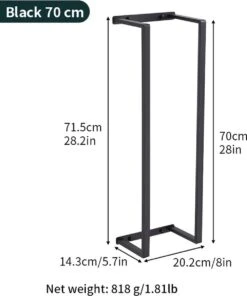 Handdoekrek - 70 Cm - RVS - Handdoekhouder BaderiQ Paris Large - MODEL 2023 - Schroeven Of Plakken - Handdoekenhouders - Handdoekhaak - Handdoek Organizer - Rvs Mat Zwart Poedercoating - Large H70xB20xD14 - Ook Beschikbaar In 40 Cm -Merkloos Shop 1001x1200