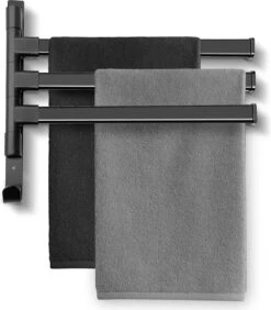 MM Brands Handdoekrek - Handdoekhouder - Badkamer Accessoires - Zelfklevend Handdoekenrek - 3-delig - Zwart - 24 X 6 X 1 CM