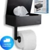 Toiletrolhouder Met Plankje En Bakje - WC Rolhouder Zwart - Opbergvak - Zelfklevend - Zonder Boren - RVS -Merkloos Shop 1059x1200