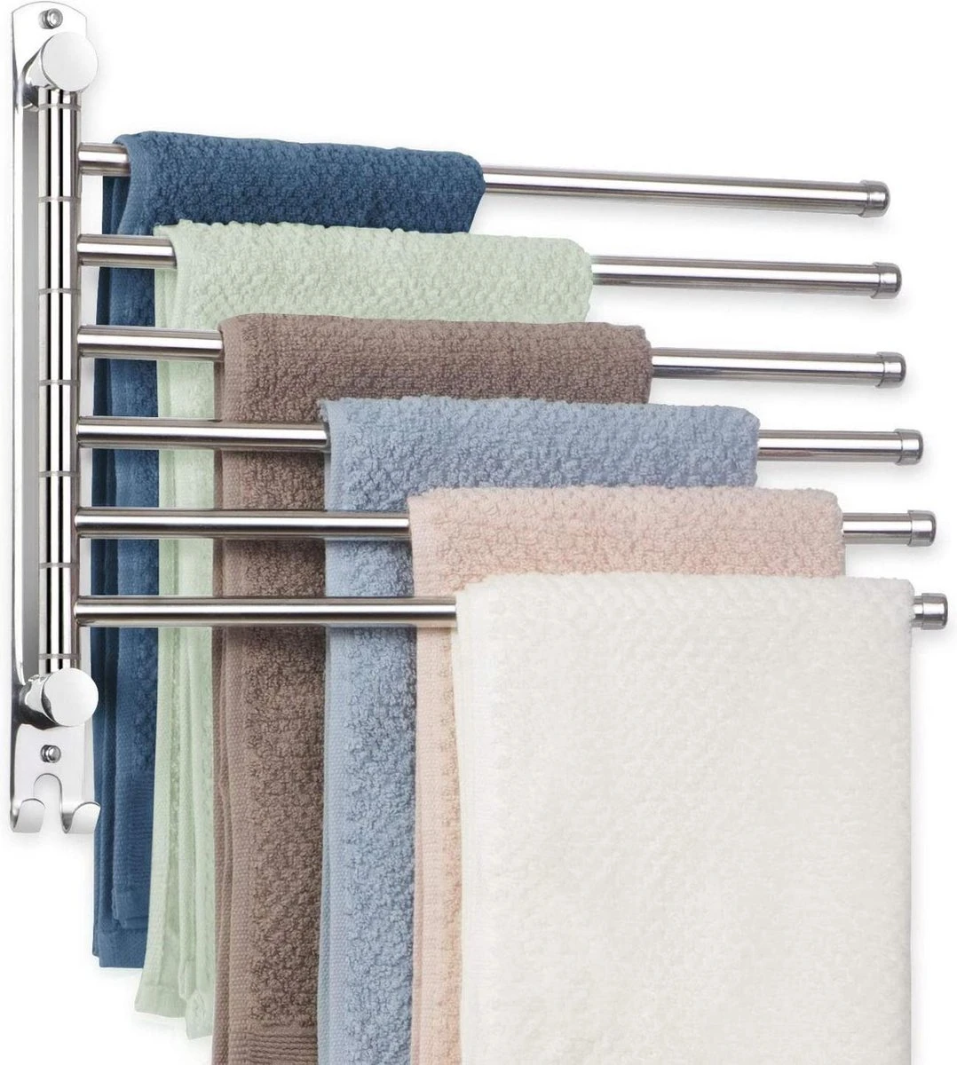 Handdokenrek Badkamer - Handdoekhouder RVS 180° Draaibare Badhanddoekhouder Met 6 Armen Zwenkarm Handdoekenrek Wandmontage Met Haken Badkamerhanddoekhouders Voor Badkamer, Keuken En Kledingkast - (WK 02123) 3 Handdokenrek Badkamer - Handdoekhouder RVS 180° Draaibare Badhanddoekhouder Met 6 Armen Zwenkarm Handdoekenrek Wandmontage Met Haken Badkamerhanddoekhouders Voor Badkamer, Keuken En Kledingkast - (WK 02123)