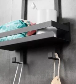 Doucherek Hangend - Ophangbaar Doucherek Matzwart - Twee Lagen - Badkamerrek - Doucherek Zonder Boren - 2 Laags - Badkamer Accessoires -Merkloos Shop 1086x1200 2