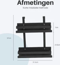 Doucherek Hangend - Ophangbaar Doucherek Matzwart - Twee Lagen - Badkamerrek - Doucherek Zonder Boren - 2 Laags - Badkamer Accessoires -Merkloos Shop 1105x1200 1
