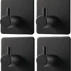 Trendfield Handdoekhaakjes Zelfklevend Zwart - 4 Vierkante Zwarte Handdoek Haakjes - Handdoekhaak - Zwart