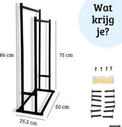 Mmoods XL Handdoekrek 2 Baren Badkamer Zwart - 25 X 50 X 86 Cm - Handdoekenrek Staand Keuken - Handdoekhouder Vrijstaand 2 Dragers -Merkloos Shop 1154x1200