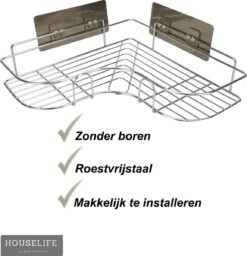 Doucherek Zonder Boren - RVS - Zelfklevend Doucherekje - Hangend – Hoek – Inclusief 2 Muurstickers 14 Doucherek Zonder Boren - RVS - Zelfklevend Doucherekje - Hangend – Hoek – Inclusief 2 Muurstickers -Merkloos Shop 1156x1200