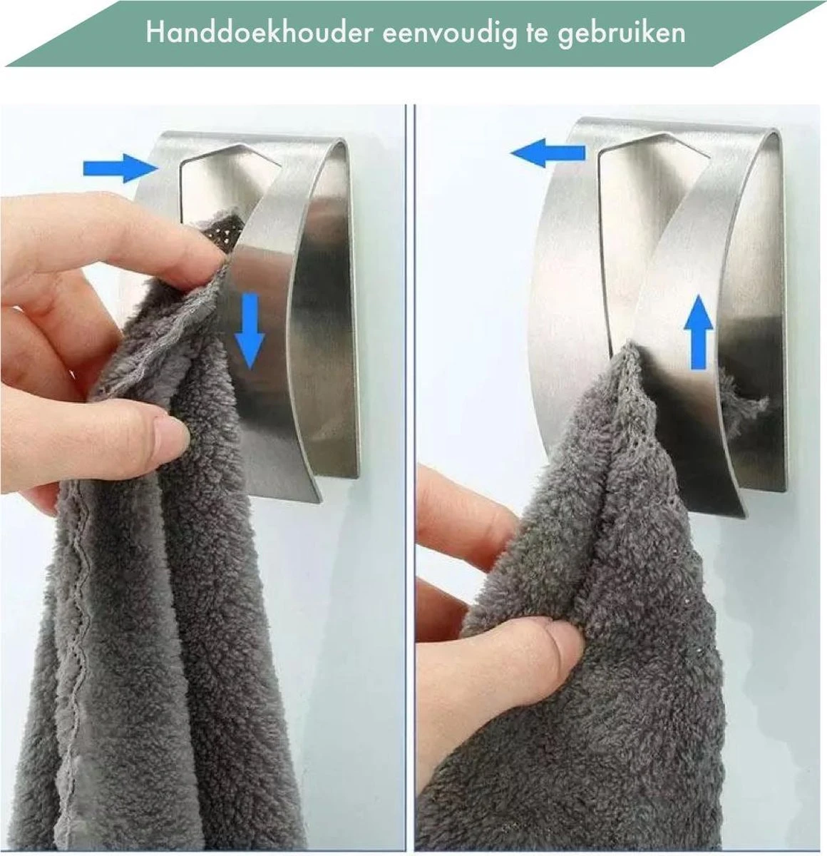 RVS Handdoekhouder 2 Stuks - Zelfklevend - Design Handdoek / Theedoek Klem - Handdoek Klem - Handdoek Haak 5 RVS Handdoekhouder 2 Stuks - Zelfklevend - Design Handdoek / Theedoek Klem - Handdoek Klem - Handdoek Haak - Afbeelding 3