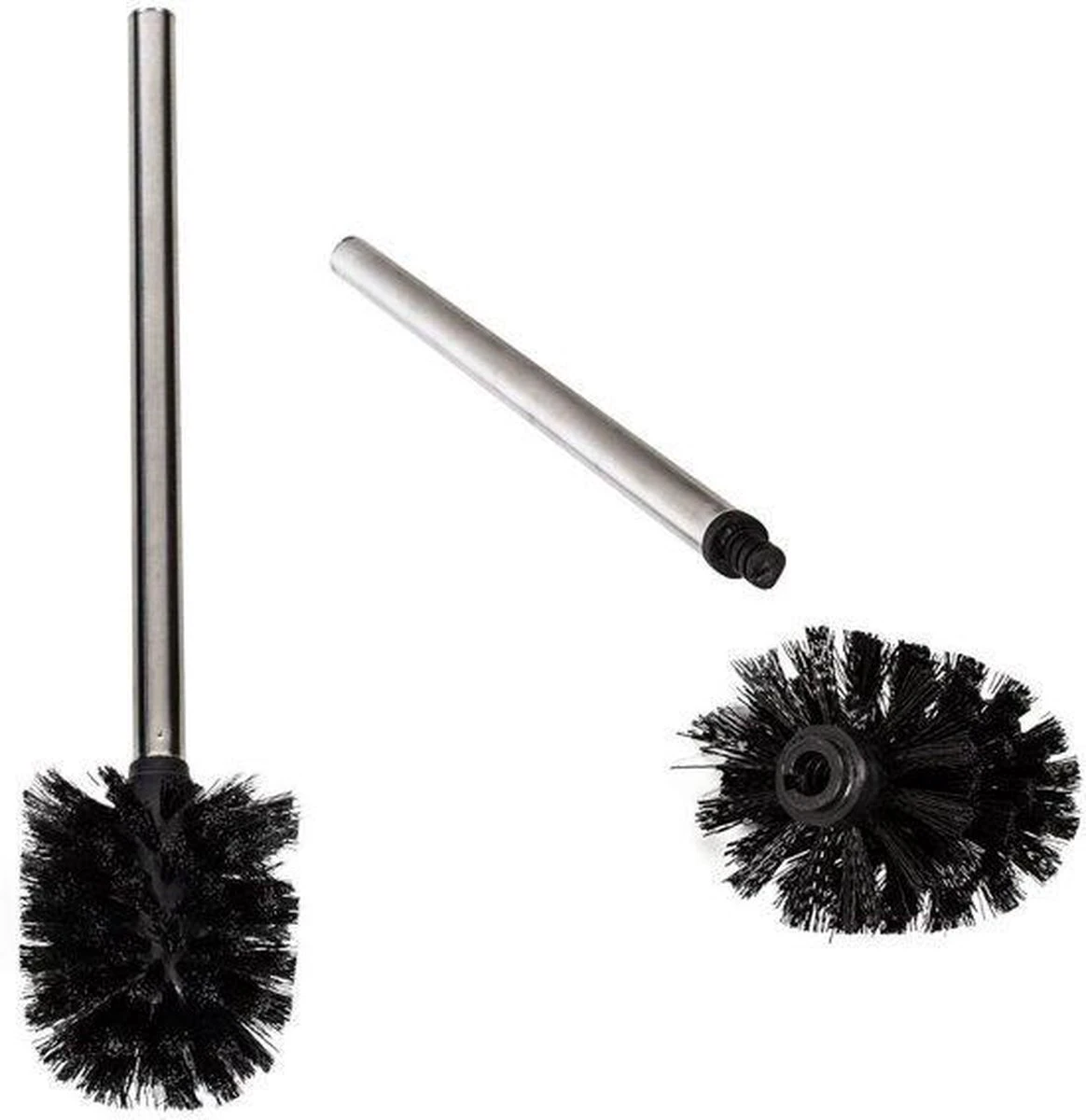 Merkloos Universele Toilet Borstel Zwart Met Handgreep RVS - Wc Borstel - Toiletborstel - Set Van 2 6 Merkloos Universele Toilet Borstel Zwart Met Handgreep RVS - Wc Borstel - Toiletborstel - Set Van 2 - Afbeelding 4