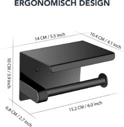 Toiletrolhouder Met Plankje - Zelfklevend Of Boren - WC Rolhouder - Incl. Handdoekhaakjes - Zwart 15 Toiletrolhouder Met Plankje - Zelfklevend Of Boren - WC Rolhouder - Incl. Handdoekhaakjes - Zwart -Merkloos Shop 1168x1200
