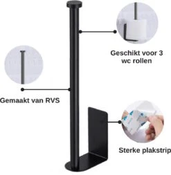 Wc Rolhouder Zonder Boren Toiletrolhouder Reserverolhouder 3 Rollen - Zwart - Badkamer Accessoires - RVS - Hangend -Merkloos Shop 1173x1200 5