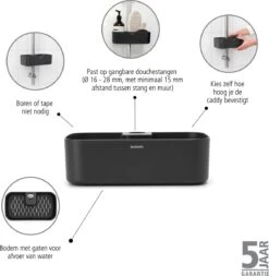 Brabantia ReNew Doucherek - Zonder Boren - Dark Grey -Merkloos Shop 1173x1200 6