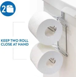 Wonderworker Clever - Hangende RVS Toiletpapier Houder - WC Rolhouder Hangend Verchroomd - Closetrolhouder - Reserverolhouder - WC Rol Houder - Dubbele Closetrolhouder - Zonder Boren & Schroeven - Geschikt Voor Toiletpot/Over De Deur - Verchroomd -Merkloos Shop 1174x1200