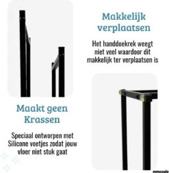 Mmoods XL Handdoekrek 2 Baren Badkamer Zwart - 25 X 50 X 86 Cm - Handdoekenrek Staand Keuken - Handdoekhouder Vrijstaand 2 Dragers -Merkloos Shop 1176x1200