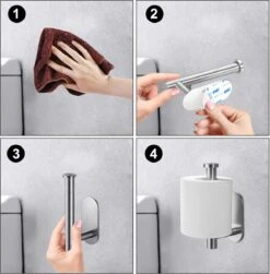 Wonix® - WC Rolhouder - Toiletrolhouder En Haak - Zonder Klep - Zelfklevend - Zonder Boren - RVS - Zilver -Merkloos Shop 1183x1200