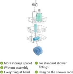 WENKO Doucherek Nivala 3-laags Chroom - Doucherek Zonder Boren - Doucherek Hangend -Merkloos Shop 1184x1200 5