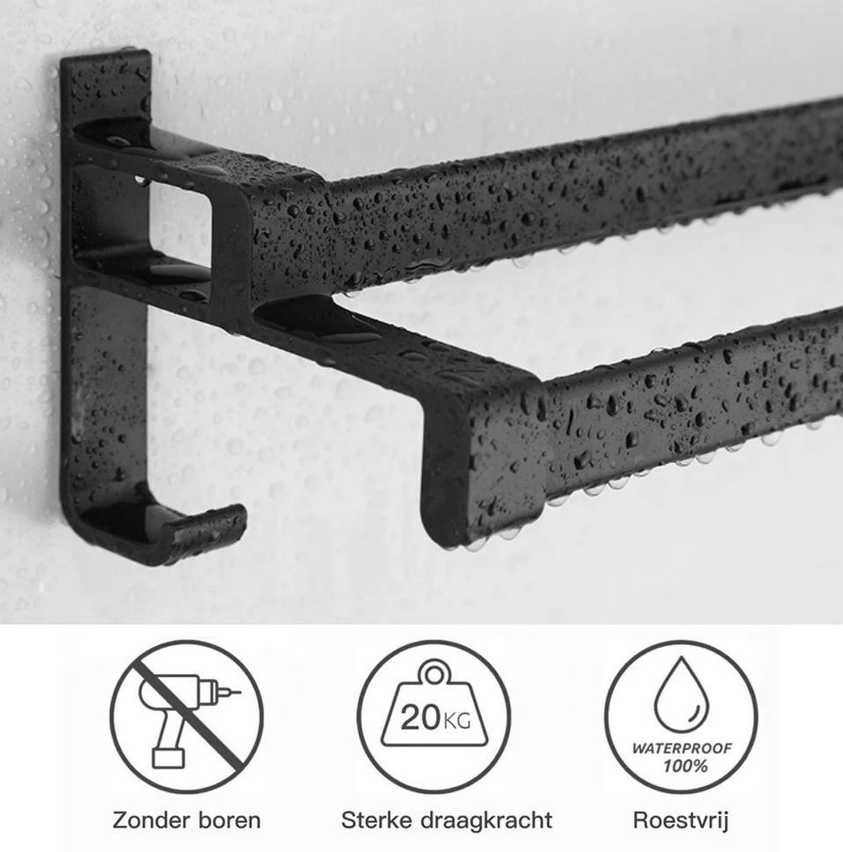 Merkloos Cgoods Handdoekrek Dubbele Stang Zonder Boren - Handdoekrek Badkamer - Handdoekhouder - Handdoekstang - 60CM 6 Merkloos Cgoods Handdoekrek Dubbele Stang Zonder Boren - Handdoekrek Badkamer - Handdoekhouder - Handdoekstang - 60CM - Afbeelding 4