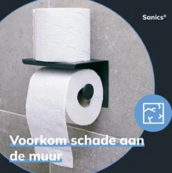 Sanics WC Rolhouder Zwart – Toiletrolhouder Zonder Boren – Met Plankje - Zelfklevend - RVS -Merkloos Shop 1189x1200