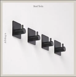 Merkloos Handdoekhaak 4 + 1 GRATIS Set Zonder Boren - RVS - Zwart - Vierkant Zelfklevend - Badjas - Theedoek Hanger Keuken Badkamer Handdoek Haakjes -Merkloos Shop 1194x1200 3