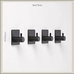 Merkloos Handdoekhaak 4 + 1 GRATIS Set Zonder Boren - RVS - Zwart - Vierkant Zelfklevend - Badjas - Theedoek Hanger Keuken Badkamer Handdoek Haakjes -Merkloos Shop 1194x1200 5