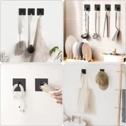 4x Zelfklevende Handdoekhaakjes Haakjes Ophanghaakjes Haken Zwart -Merkloos Shop 1197x1200 2