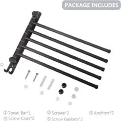 BOTC Handdoekrek - 5-armig Handdoekhouder - Handdoekstang - 180 Graden Verstelbaar - Badkamer - Zwart 13 BOTC Handdoekrek - 5-armig Handdoekhouder - Handdoekstang - 180 Graden Verstelbaar - Badkamer - Zwart -Merkloos Shop 1198x1200 5