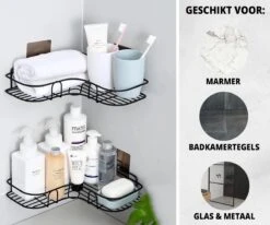 HouseLife™ Doucherek Zonder Boren - Zwart - Zelfklevend - Douchemand - Badkamer Doucherek – 30 Cm - Incl. 2 Sterke Muurstickers -Merkloos Shop 1200x1000 5