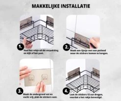 HouseLife™ Doucherek Zonder Boren - Zwart - Zelfklevend - Douchemand - Badkamer Doucherek – 30 Cm - Incl. 2 Sterke Muurstickers -Merkloos Shop 1200x1000 7