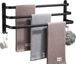 Nolad® Handdoekrek 3-armig - Handdoekhouder - Handdoekenrek - Zwart