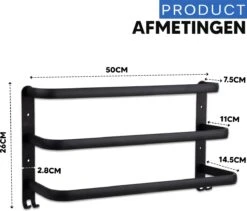Qualux® Handdoekrek Inclusief Handdoek - 3 Stangen - Badkamer - Handdoekrek Zwart - Handdoekstang - Handdoekhouder - Handdoekenrek -Merkloos Shop 1200x1025
