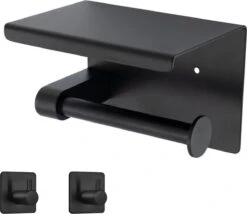 Toiletrolhouder Met Plankje - Zelfklevend Of Boren - WC Rolhouder - Incl. Handdoekhaakjes - Zwart 14 Toiletrolhouder Met Plankje - Zelfklevend Of Boren - WC Rolhouder - Incl. Handdoekhaakjes - Zwart -Merkloos Shop 1200x1041
