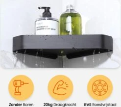 Goliving Doucherek 2 Laags - Doucherek Zonder Boren - Doucherekje Hoek - Douchemandje - Badkamerrek - Badkamer Accessoires - Zwart 16 Goliving Doucherek 2 Laags - Doucherek Zonder Boren - Doucherekje Hoek - Douchemandje - Badkamerrek - Badkamer Accessoires - Zwart -Merkloos Shop 1200x1057 2