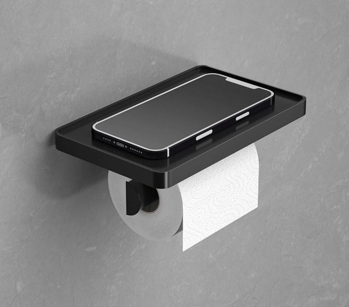 SaniRay Toiletrolhouder Met Telefoonhouder - Toiletrolhouder Met Planchet Voor Telefoon - Kunststof - WC Rolhouder Met Plankje Voor Telefoon. 3 SaniRay Toiletrolhouder Met Telefoonhouder - Toiletrolhouder Met Planchet Voor Telefoon - Kunststof - WC Rolhouder Met Plankje Voor Telefoon.