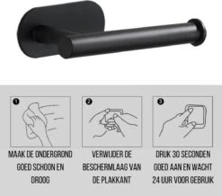 Toiletrolhouder Inclusief Handdoekhaak - Zonder Boren - Zelfklevend - Zwart - Staand -Merkloos Shop 1200x1058