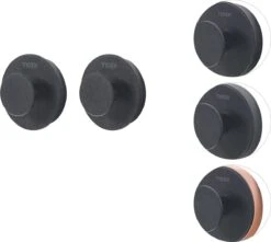 Tiger Urban - Handdoekhaak - 2 Stuks - Zwart - ø 5 Cm - Inclusief 4 Decorringen - Zelfklevend