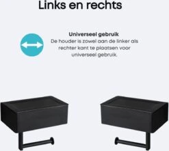 WC Rolhouder - Toiletrolhouder - Zwart - RVS - Zonder Boren - Met Plankje & Bakje - Inclusief Montagemateriaal - Toilet Accessoires - EJC Products -Merkloos Shop 1200x1073