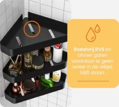 Goliving Doucherek 2 Laags - Doucherek Zonder Boren - Doucherekje Hoek - Douchemandje - Badkamerrek - Badkamer Accessoires - Zwart 13 Goliving Doucherek 2 Laags - Doucherek Zonder Boren - Doucherekje Hoek - Douchemandje - Badkamerrek - Badkamer Accessoires - Zwart -Merkloos Shop 1200x1080