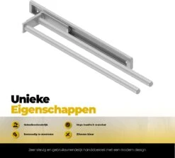 Eleganca Handdoekrek – Handdoekhouder Keuken – Handdoekstang – Ideaal Voor In Keukenkastjes – 44cm Uittrekbaar – 2 Armen – Handdoekrek Badkamer – Inclusief Bevestigingsmateriaal – Hoge Kwaliteit Aluminium – Zilver -Merkloos Shop 1200x1085 2