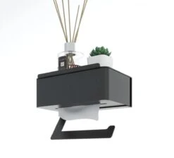 Toilet Rolhouder - Zwart - NEW MODEL 2023 - Met Tissue Houder En Plankje - Vergelijk Zelf Bakje Is Draaibaar Alles Kan Blijven Staan - Wc Rolhouder Zwart - Tissues Van Onder Of Boven - Boren Of Plakken -Merkloos Shop 1200x1086 1