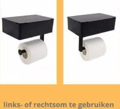 NIRAX WC Rolhouder – Toiletrolhouder - Zwart - RVS - Met Bakje Voor Vochtig Toiletpapier - Zonder Boren - Zelfklevend - Toilet Accessoires - Badkamer Accessoire - Toiletpapier Houder -Merkloos Shop 1200x1094