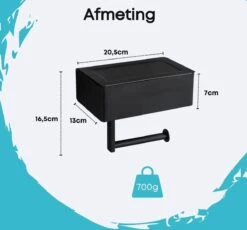 WC Rolhouder - Toiletrolhouder - Zwart - RVS - Zonder Boren - Met Plankje & Bakje - Inclusief Montagemateriaal - Toilet Accessoires - EJC Products -Merkloos Shop 1200x1117