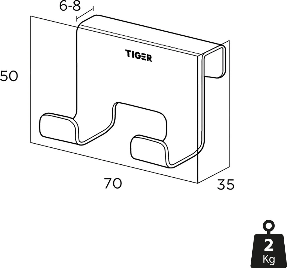 Tiger Caddy - Douchehaak - Glaspaneel Dikte 6-8 Mm - 3,5 X 7 X 5 Cm - Zwart 4 Tiger Caddy - Douchehaak - Glaspaneel Dikte 6-8 Mm - 3,5 X 7 X 5 Cm - Zwart - Afbeelding 2