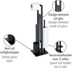 WENKO Toiletbutler Rivalta Zwart - Toiletborstel Met Houder, Toiletrolhouder En Reserverolhouder -Merkloos Shop 1200x1124 2