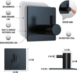 4x Zelfklevende Handdoekhaakjes Haakjes Ophanghaakjes Haken Zwart -Merkloos Shop 1200x1136 2
