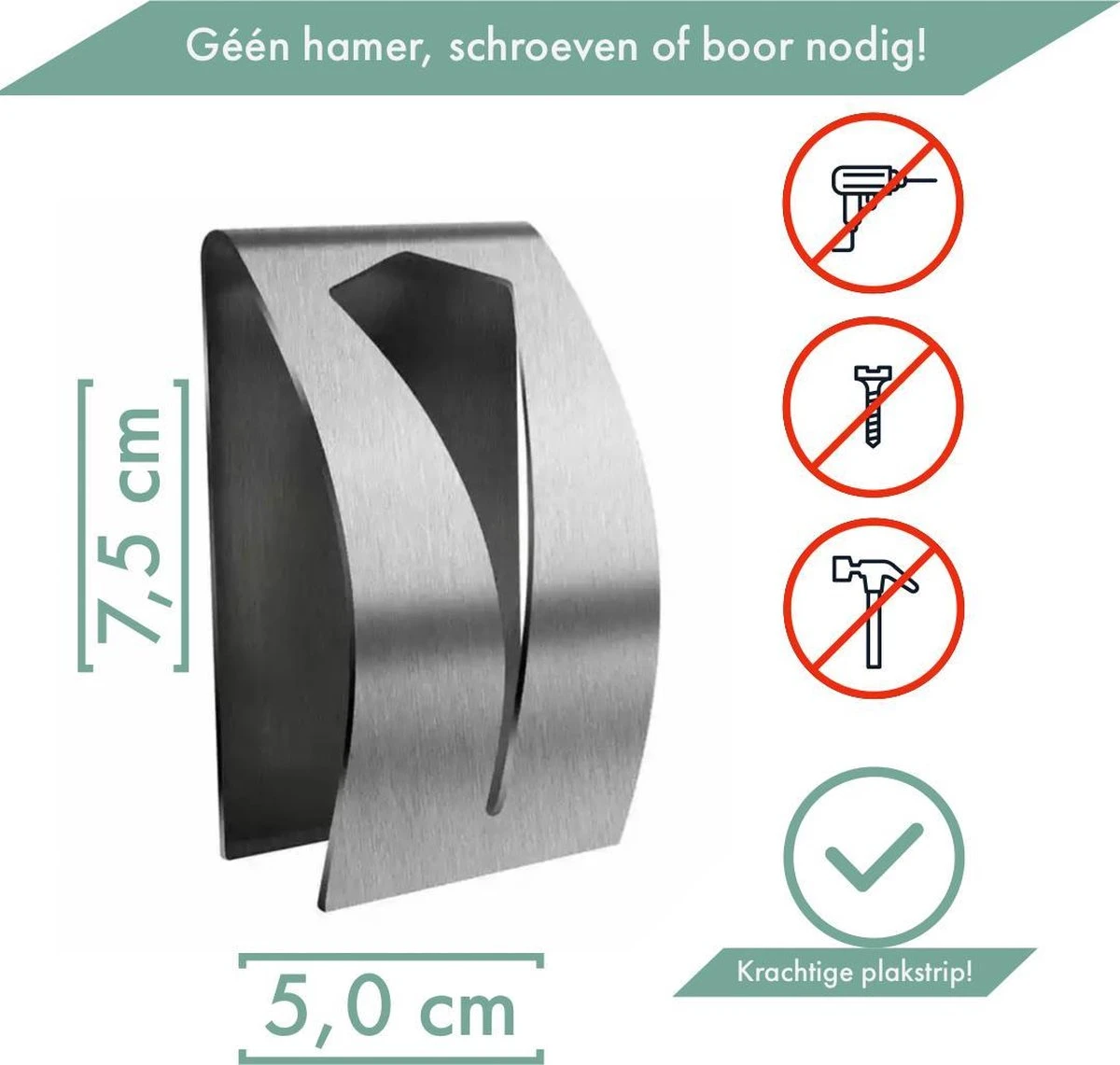 RVS Handdoekhouder 2 Stuks - Zelfklevend - Design Handdoek / Theedoek Klem - Handdoek Klem - Handdoek Haak 4 RVS Handdoekhouder 2 Stuks - Zelfklevend - Design Handdoek / Theedoek Klem - Handdoek Klem - Handdoek Haak - Afbeelding 2