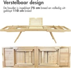 IMoshion Badplank Voor In Bad - Dienblad Inclusief Pootjes - Tablet Houder - Badrek Uitschuifbaar 75 Tot 110 Cm - Lichtbruin -Merkloos Shop 1200x1144 4