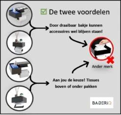 Toilet Rolhouder - Zwart - NEW MODEL 2023 - Met Tissue Houder En Plankje - Vergelijk Zelf Bakje Is Draaibaar Alles Kan Blijven Staan - Wc Rolhouder Zwart - Tissues Van Onder Of Boven - Boren Of Plakken -Merkloos Shop 1200x1146 1