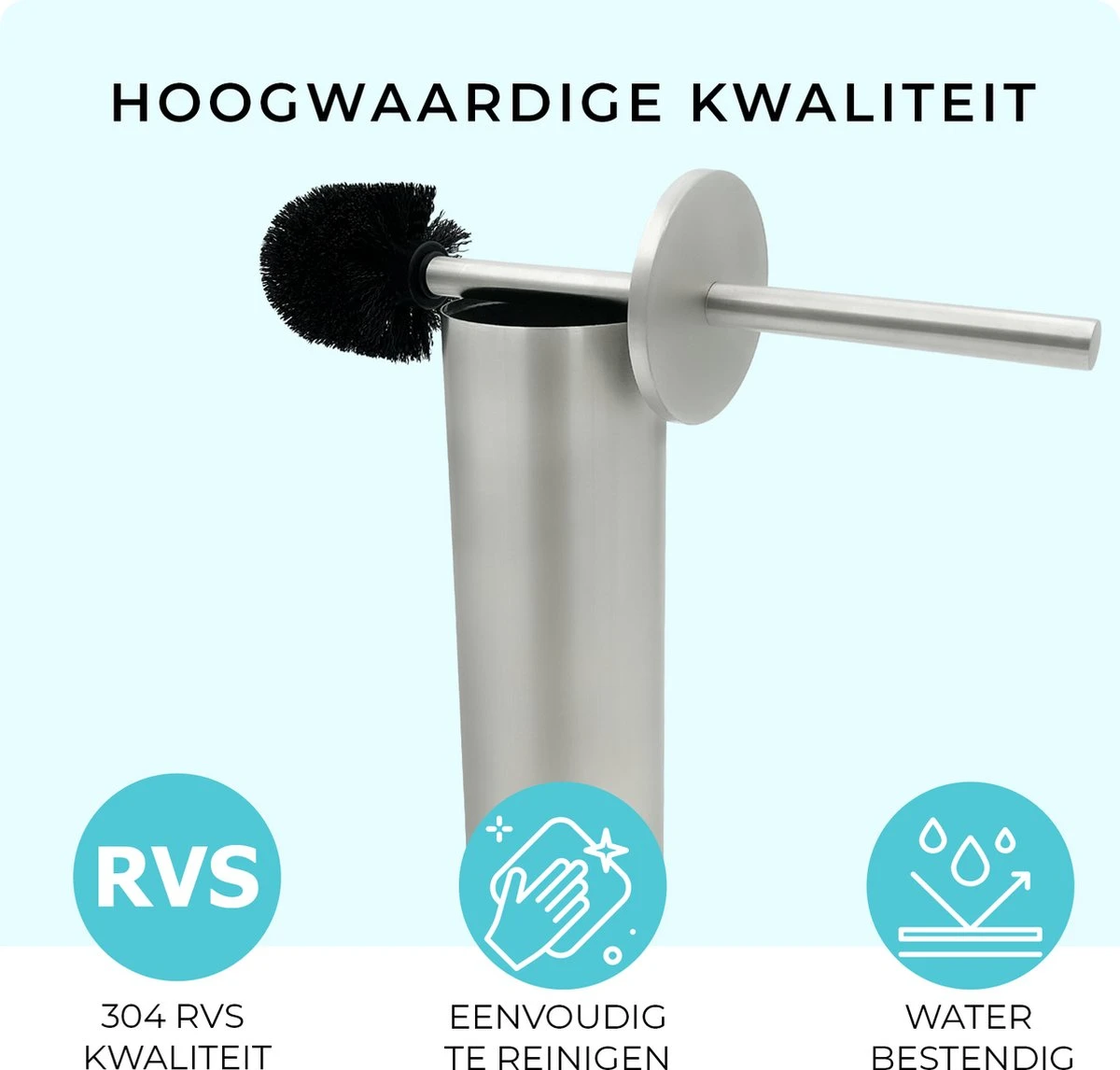 VDN Stainless Toiletborstel Met Houder - Toiletborstelhouder - Zilver - Wc Borstel Met Houder - RVS - Vrijstaand 5 VDN Stainless Toiletborstel Met Houder - Toiletborstelhouder - Zilver - Wc Borstel Met Houder - RVS - Vrijstaand - Afbeelding 3