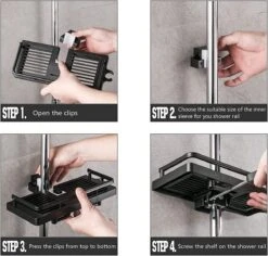 Merkloos Douchestang Opbergrek - Zonder Boren - Luxe - Zwart - Shampoohouder - Zeephouder - Opbergrek - Douche - Douchegelhouder -Merkloos Shop 1200x1146 5