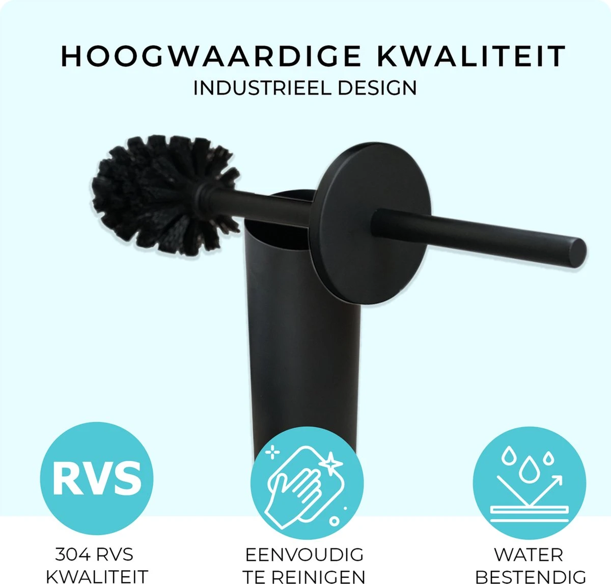 VDN Stainless Toiletborstel Met Houder - Toiletborstelhouder - Zwart - Wc Borstel Met Houder - RVS - Vrijstaand 4 VDN Stainless Toiletborstel Met Houder - Toiletborstelhouder - Zwart - Wc Borstel Met Houder - RVS - Vrijstaand - Afbeelding 2