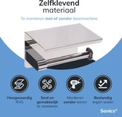 Sanics WC Rolhouder Zilver – Toiletrolhouder Zonder Boren – Met Plankje - Zelfklevend - RVS 22 Sanics WC Rolhouder Zilver – Toiletrolhouder Zonder Boren – Met Plankje - Zelfklevend - RVS -Merkloos Shop 1200x1148 1