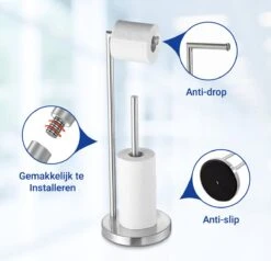 VDN Stainless Wc Rolhouder Staand - Toiletrolhouder En Reserverolhouder - RVS - Geschikt Voor 3+1 WC Papier Rollen - 2 In 1 -Merkloos Shop 1200x1158